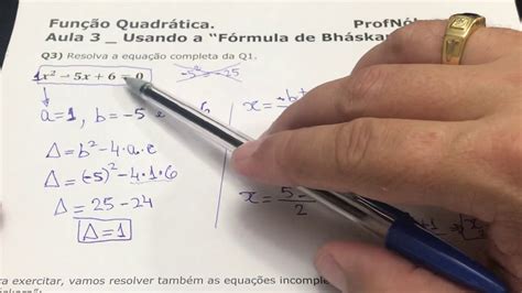 Função Quadrática Aula 3 Usando A Fórmula De Bhaskara Youtube