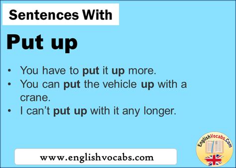 Sentences with Put up, In a sentence Put up - English Vocabs