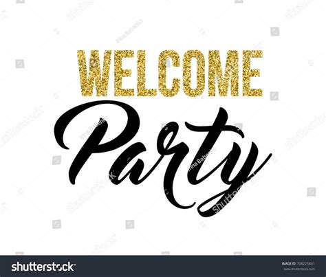 Welcome Party Calligraphy Invitation Card Banner 库存矢量图（免版税）708225841