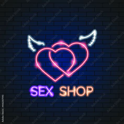 Abstract Sex Shop Adult Toys Neon Light Electric Lamp Background Vector