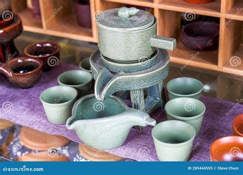 Closeup of a Complete Set of Traditional Chinese Tea Set Stock Image ...