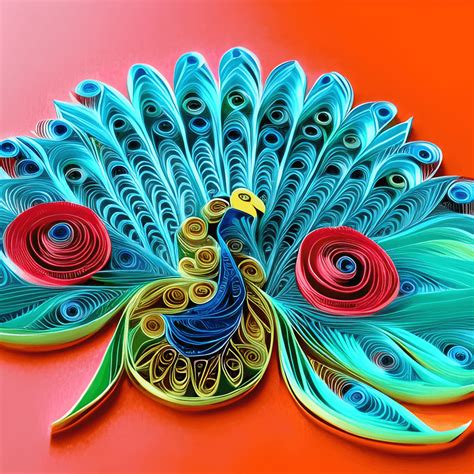 3d Paper Quilling Peacock · Creative Fabrica