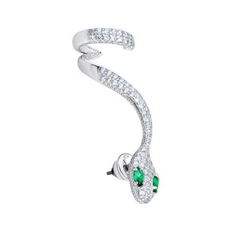 Серебряная серьга Змея с фианитами и родированием — купить в интернет ...