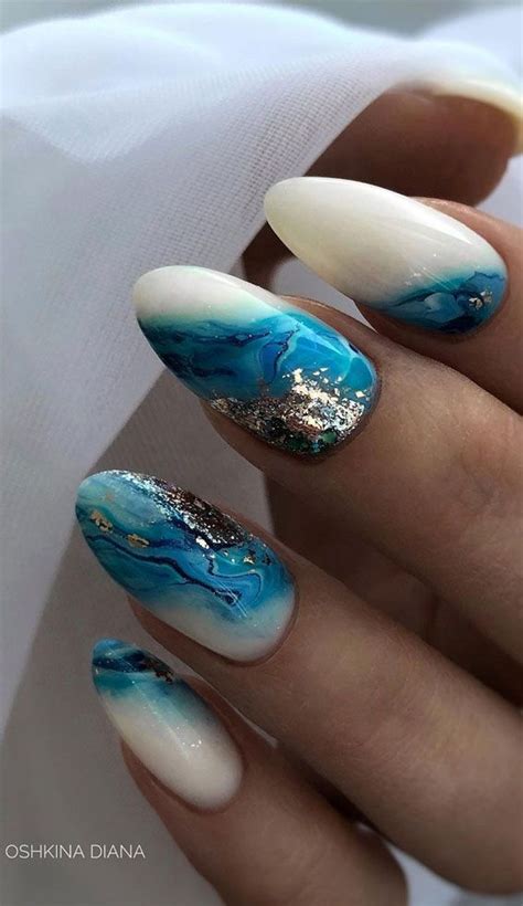 Cute Spring Nails That Will Never Go Out Of Style Blue Ocean Marble