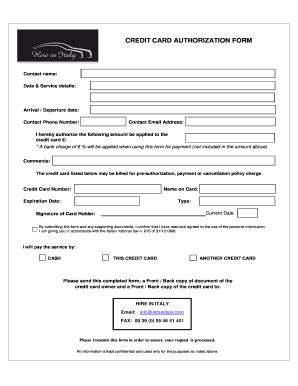 Fillable Online One Time Credit Card Payment Authorization Form