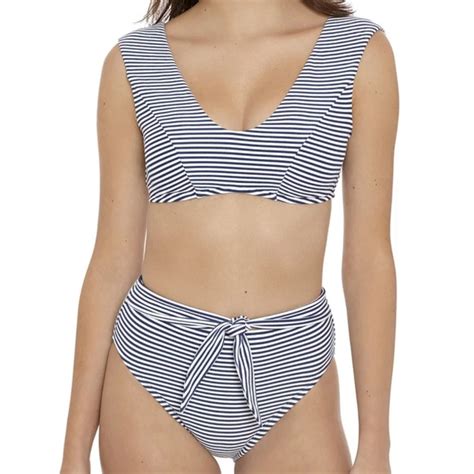 Time And Tru Swim Time And Tru Bikini Set High Waisted Bottoms Blue