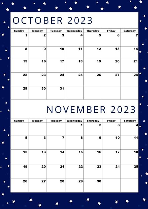 Buy October 2023 Calendarnovember 2023 Calendar2023 Calendara4 Online