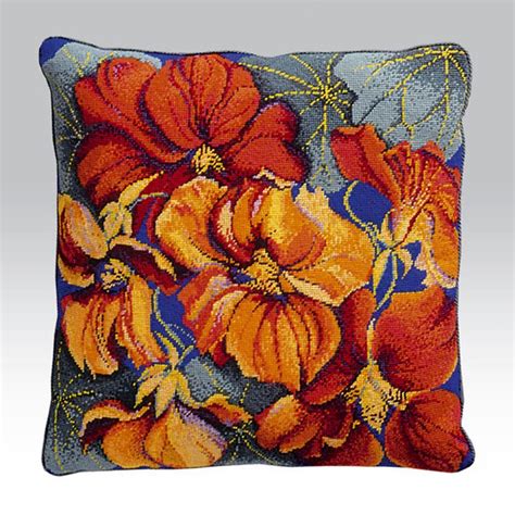 Nasturtiums Cushion Ehrman Tapestry Needlepoint Pillow Kits Ehrman