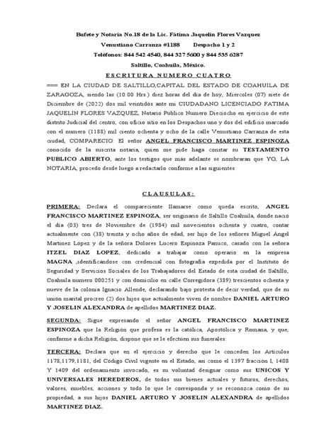 Testamento Publico Abierto Pdf México Propiedad