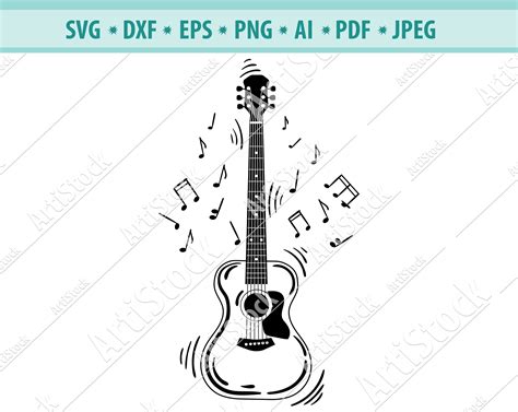 Acoustic Guitar SVG Guitar Notes DXF Guitar Clipart Svg Etsy Ireland