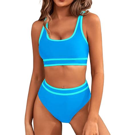 Noyal Padded Bikini Set For Women High Waist Bathing Suit Sporty Two