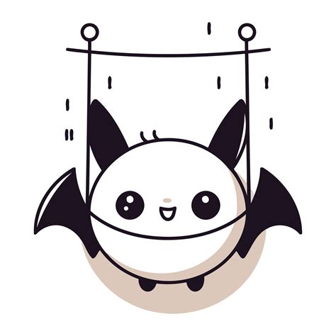 Cute Bat Flying Kawaii Character Icon Vector Illustration Designicon