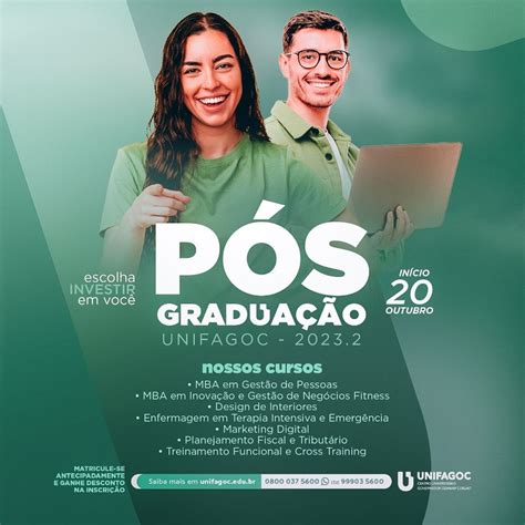 Notícias UNIFAGOC lança sete cursos de pós graduação no modelo