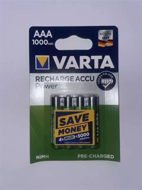 Varta Rechargeable Aaa Batteries Mah Accu Power Pack Hr Nimh