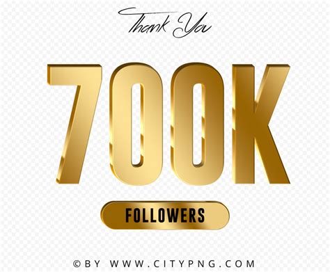 500K Followers Thank You Gold HD Transparent Background Citypng