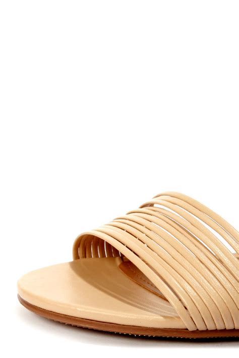 Soda Opus Nude Strappy Ankle Cuff Wedge Sandals 24 00