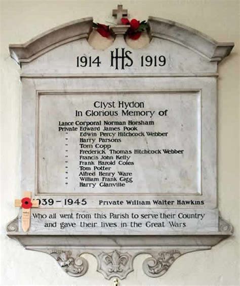 Clyst Hydon Devon Wall Memorial 1914 1919 In Glorious Flickr