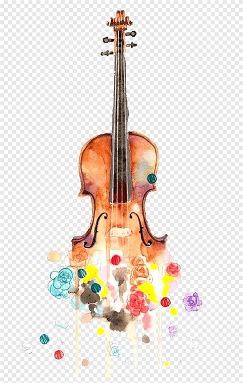 Violin Drawing Watercolor Painting Music Cello Creative Guitar Brown