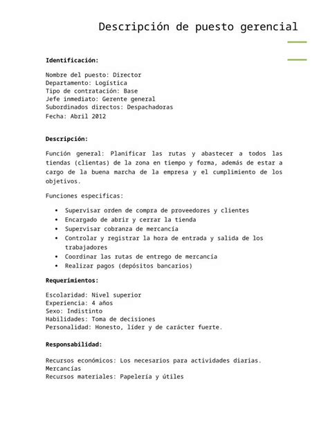 DOCX Descripcion De Puesto Gerencial DOKUMEN TIPS