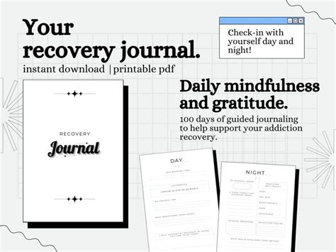 Addiction Recovery Journal Digital Download Sobriety Worksheet