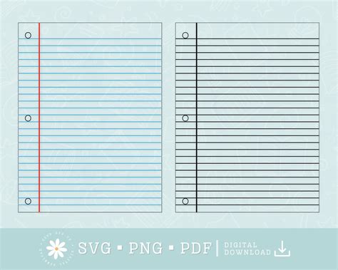 Lined Notebook Svg Png Pdf Paper School Notebook Svg Line Paper Svg