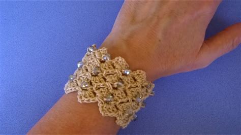 Bracciale Con Perle Ad Uncinetto Crochet Bracelet Pearl Brazalete