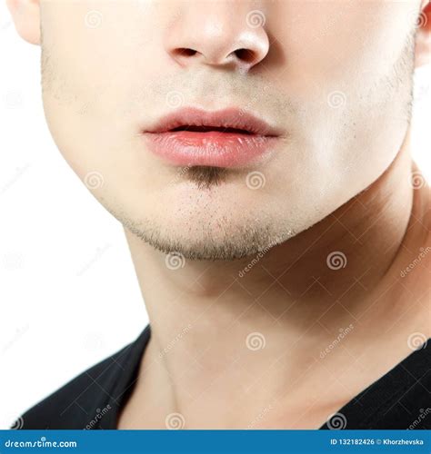 Coseup Masculino De Los Labios De La Barbilla Y Del Pómulo Detalle De