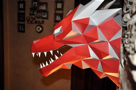 D Dragon Head Papercraft Origami Pdf Diy Kit For Adults Etsy