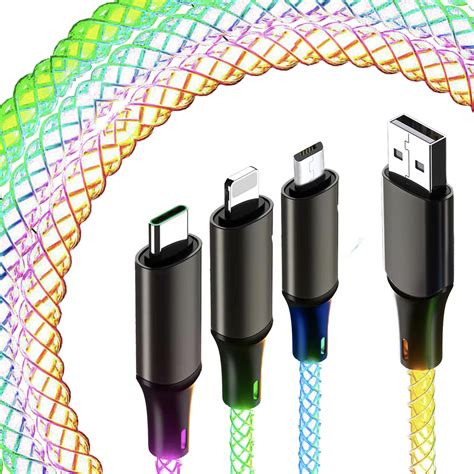 ACEDOAMARE LED Flowing Charging Cable Fast Charging Phone Charger USB C