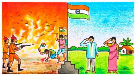 Independence Day Drawing With Struggle Of Indian Republic Day