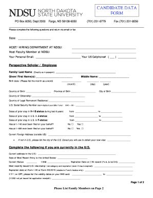 Fillable Online Ndsu Candidate Data Fax Email Print Pdffiller