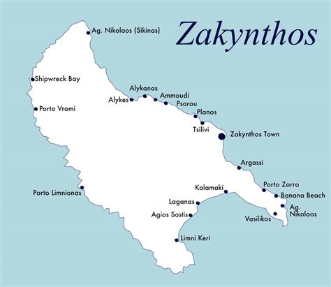 Zakynthos Beaches Map