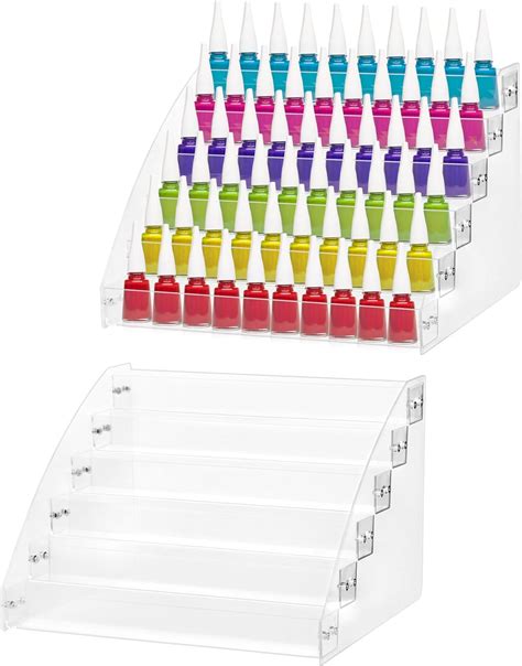 QWORK 2 Packs 6 Tiers Nail Polish Holder Organizer Acrylic Nail