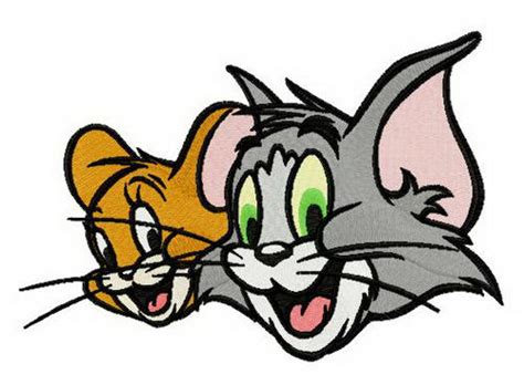 Tom And Jerry Heads Embroidery Design