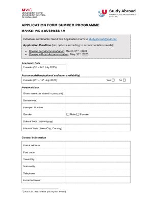 Fillable Online Summer Program Registration Form Template Fax Email