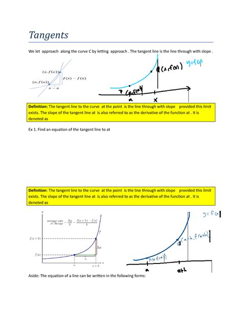 Tangents Find Tangent Line With Derivatives Tangents We Let