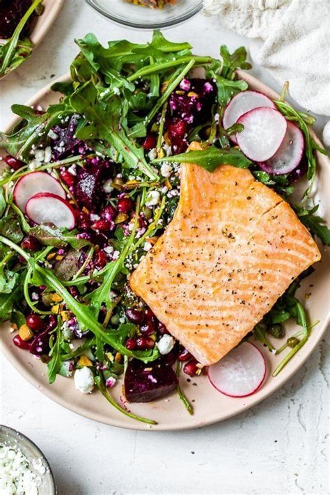 Salmon Salad With Beets Arugula And Pistachios Skinnytaste Recipe