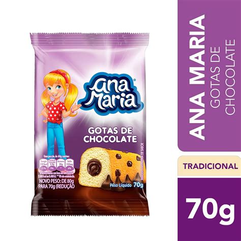 Bolo Baunilha Gotas De Chocolate Recheio Chocolate Ana Maria Pacote