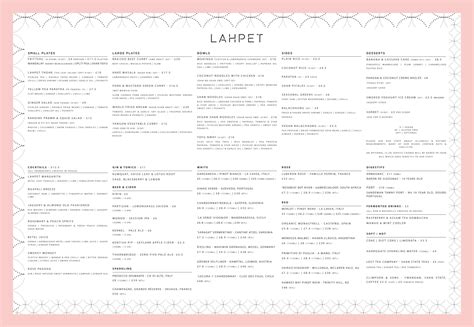 Carte Et Menus Lahpet Shoreditch Londres Thefork