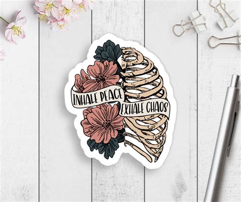 Inhale Peace Exhale Chaos Vinyl Sticker Floral Sticker Car Vinyl