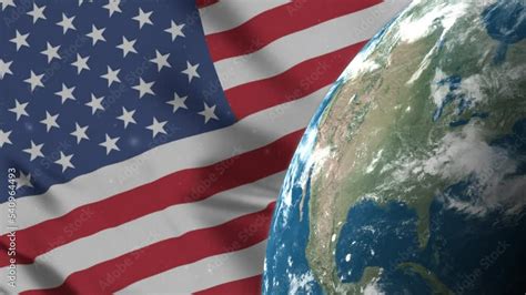 Usa Flag And Usa Map On Earth Globe 4K United States Of America USA