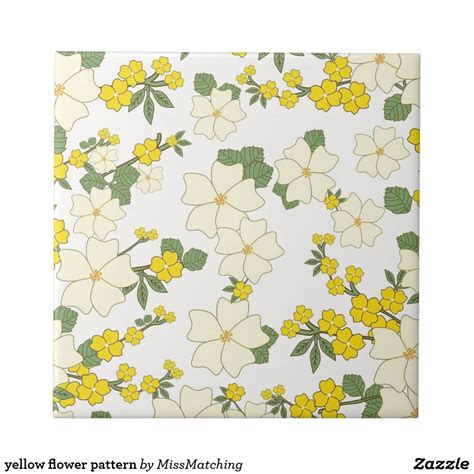 Yellow Flower Pattern Ceramic Tile Zazzle Yellow Flowers Floral