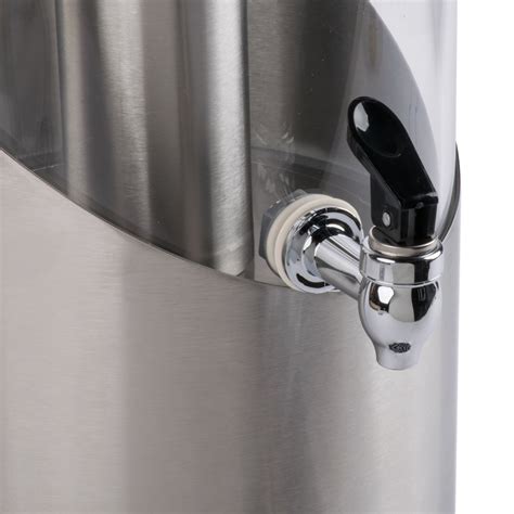 Cal Mil 1990 3 55 3 Gallon Round Stainless Steel Beverage Dispenser With Ice Chamber 8 14 X