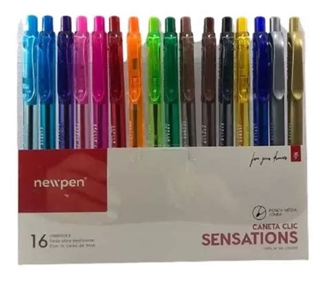 Caneta Esferogr Fica Clic Sensations Mm Cores Newpen Mercado