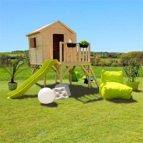 Cabane De Jardin En Bois Avec Toboggan