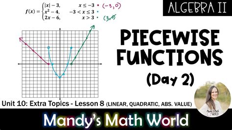 Piecewise Functions Linear Absolute Value Quadratic YouTube