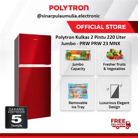 Jual Polytron Kulkas Pintu Liter Jumbo Prw Mnr Prw Mnr