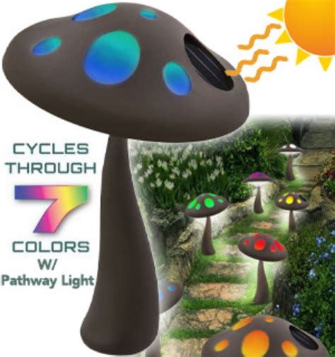 Solar Powered Mushroom Landscape Light W Color Changing Lights Pulsetv