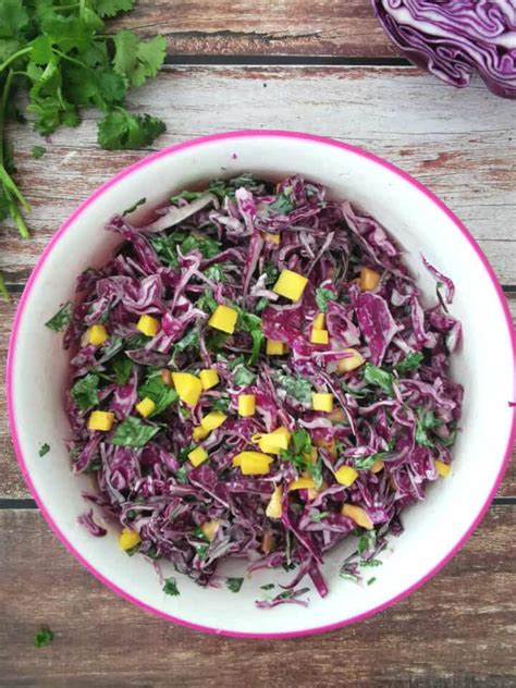 Red Cabbage And Mango Slaw Cre At Home