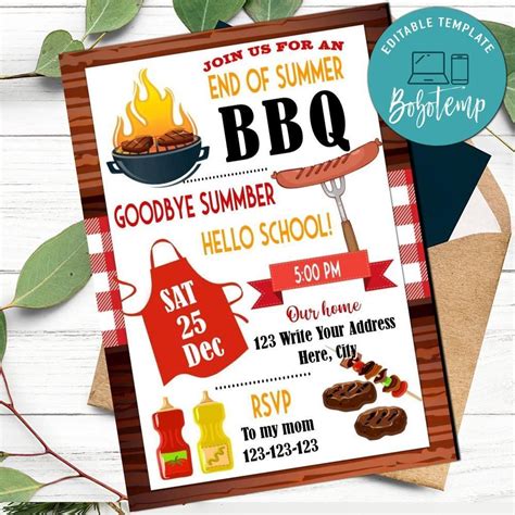 End Of Summer Bbq Invitation Template To Print At Home Bobotemp